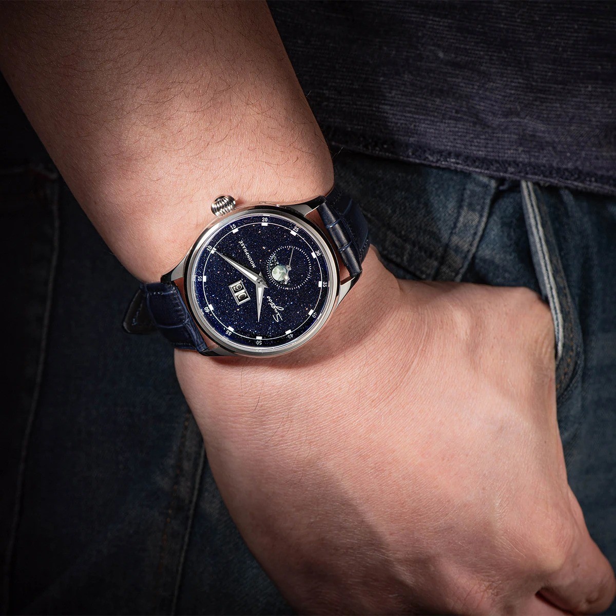 Sugess Moonphase Watch of Men 40mm Automatic Mechanical Wristwatches Origin ST25