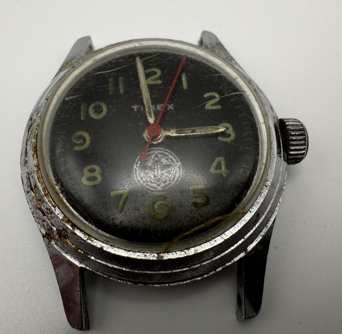US Time Timex Mechanical Field Watch – 1950s – Working – No Band