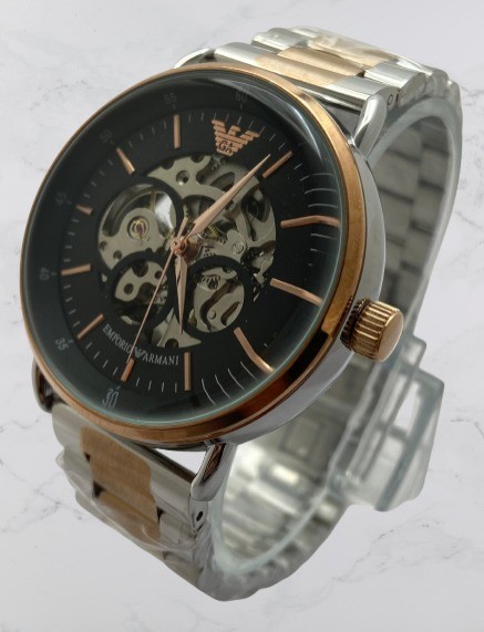 Refurbished Luxury Skeleton Emporio Armani Black Dial Automatic Men’s Wristwatch