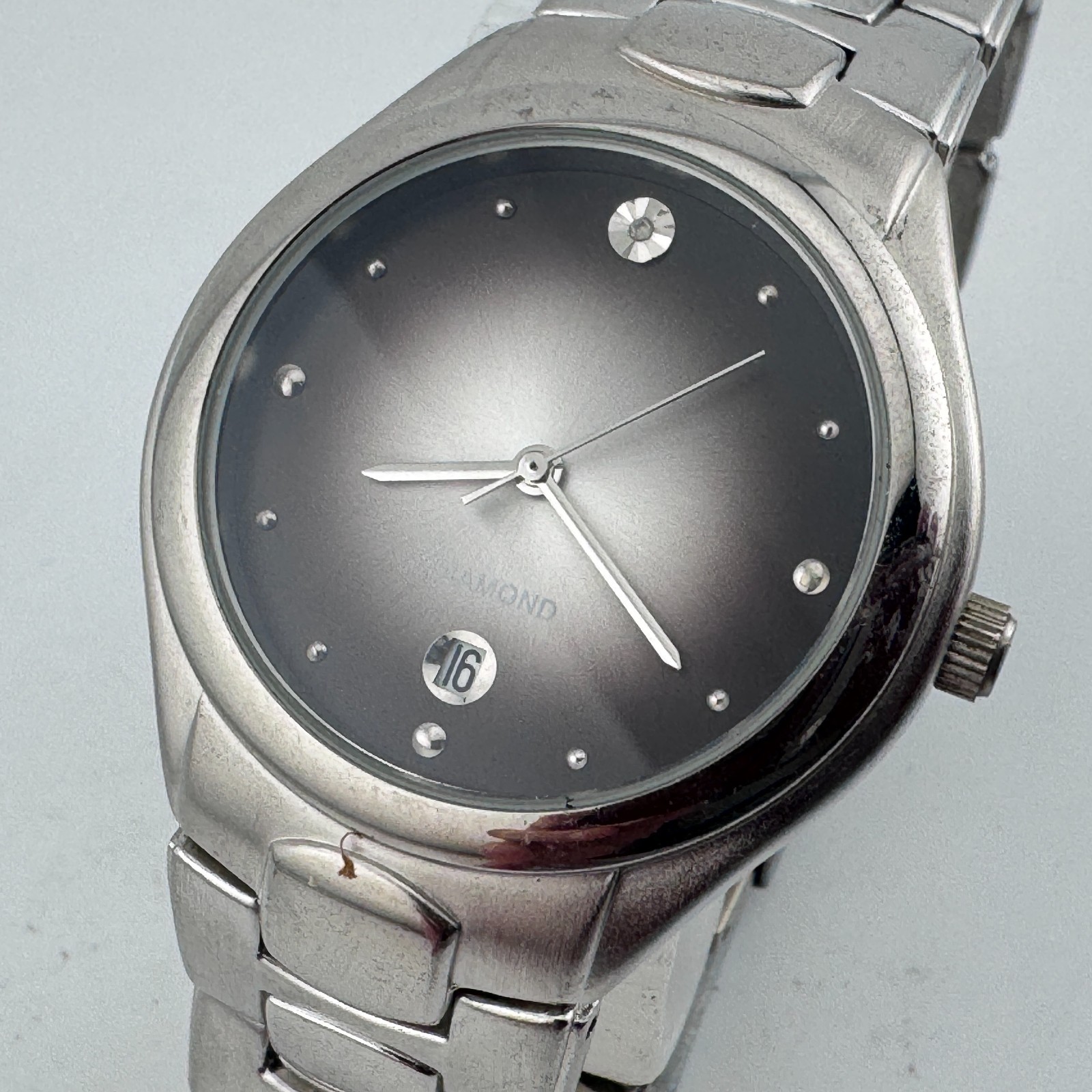Allude Quartz Watch Men Silver Date Japan Movt Genuine Diamond New Battery 8″