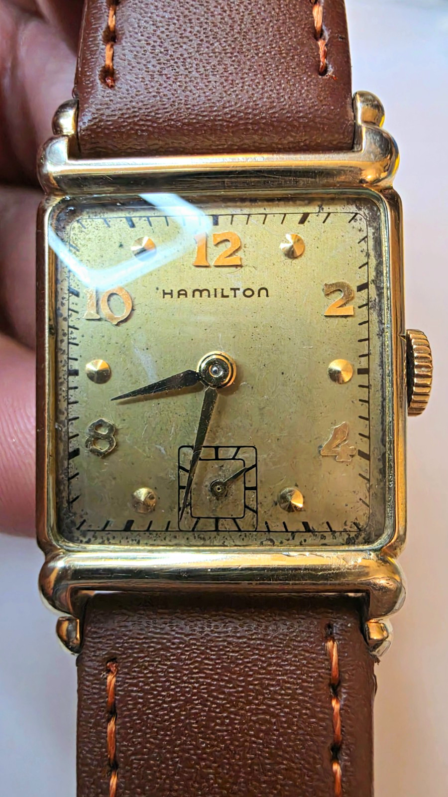 Vintage 1940s Hamilton Milton Art Deco Tank Watch – 14K Gold Filled – Caliber 98