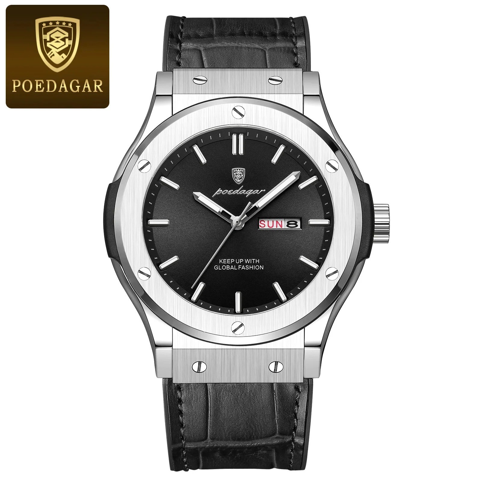 POEDAGAR Luxury Business Watch For Men Waterproof Luminous Date Week Man Wristwa
