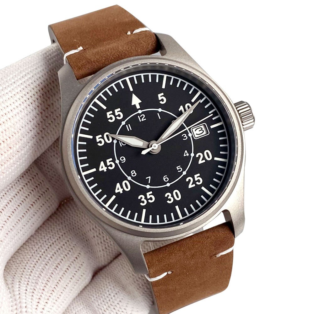 NH35 Titanium 39mm Pilot Sapphire 200M Dive Men Automatic Watch Gray Hand Lume
