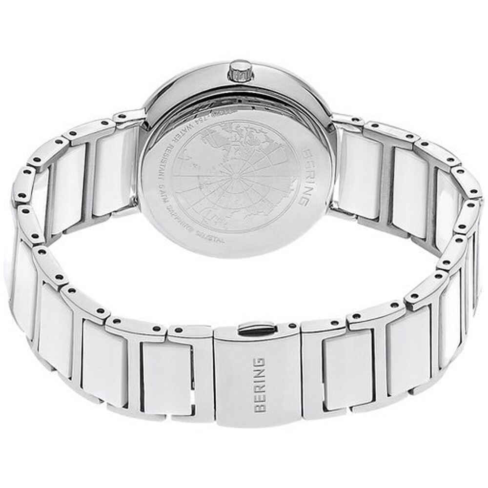 Bering Time White Stainless Steel & Ceramic Links Women’s Watch. 11429-754