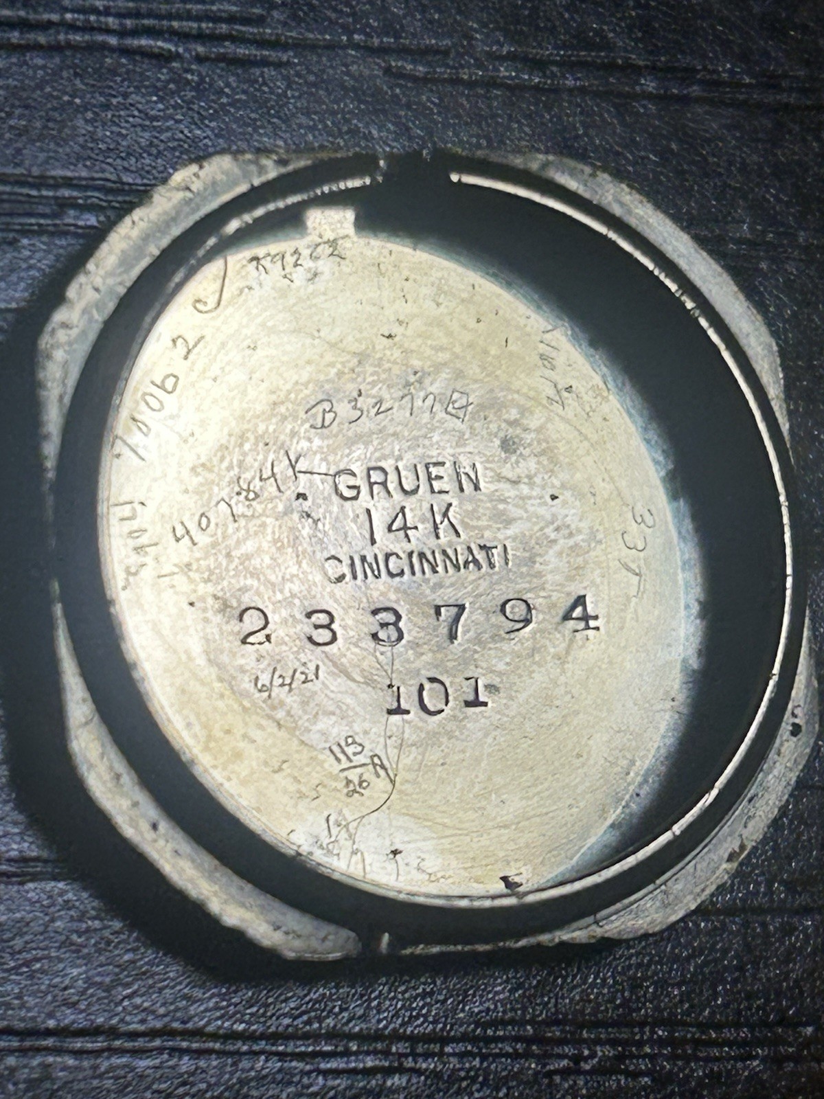 1920s Gruen 14K Solid Gold Art Deco Watch – 15J Swiss – Monogrammed – For Repair