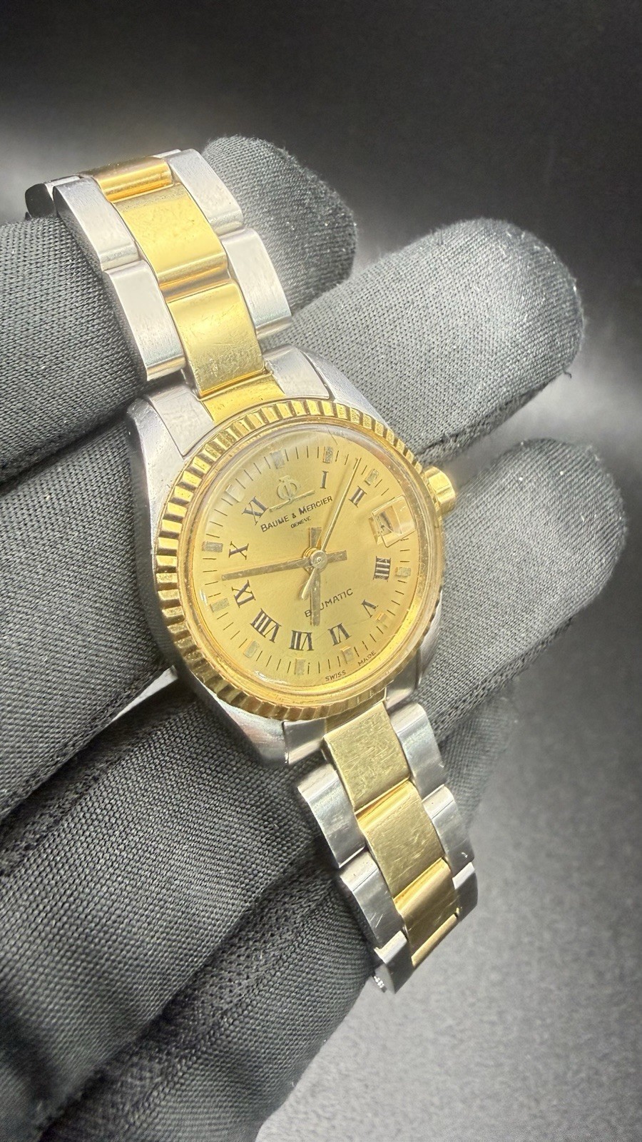 Baume & Mercier Automatic Dress Watch Two-Tone Gold Dial Roman Date