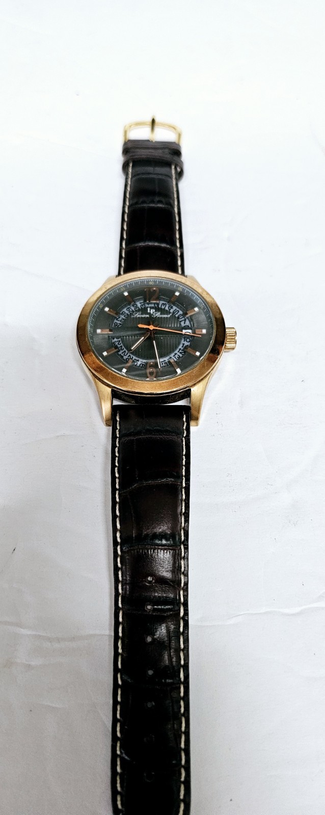 Lucien Piccard Men’s ‘Oxford’ Quartz Stainless Steel Brown Leather Band