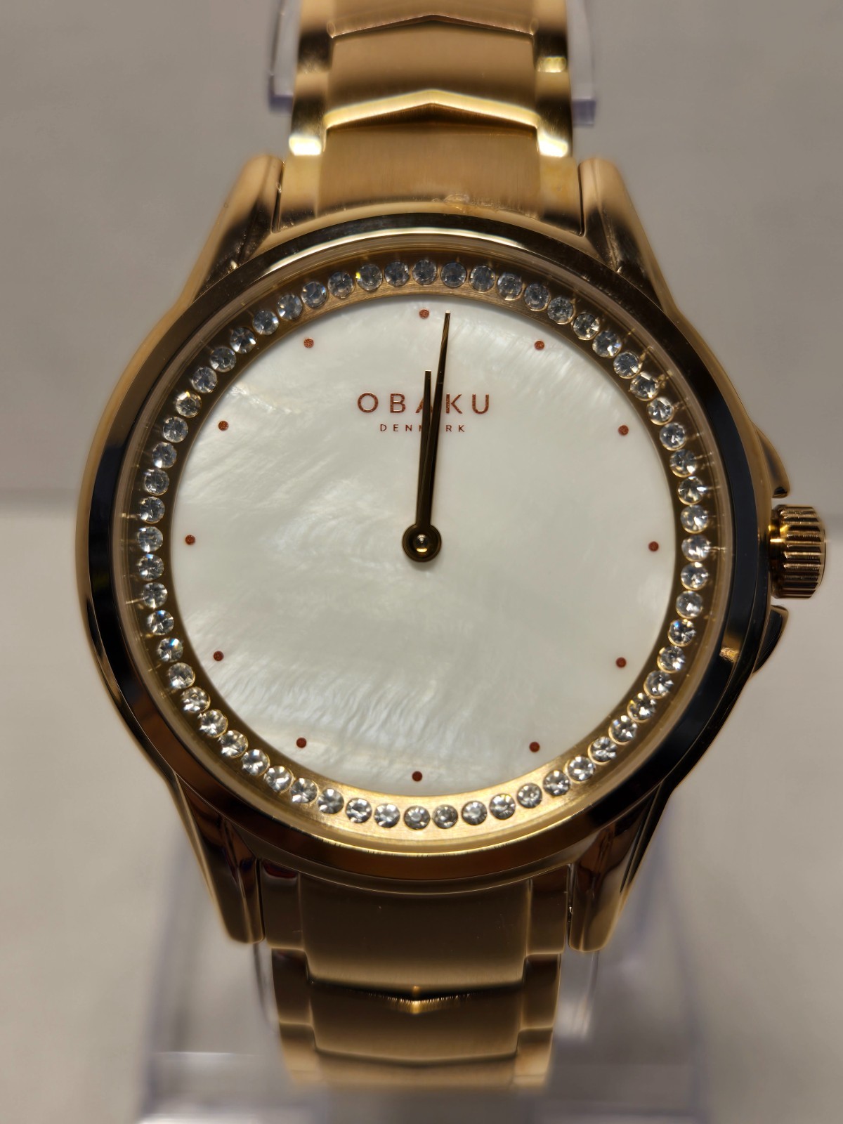 Obaku-Denmark Jasmin-Fuchsia Steel Rose Gold w/ Mother of Pearl Dial 35mm New!
