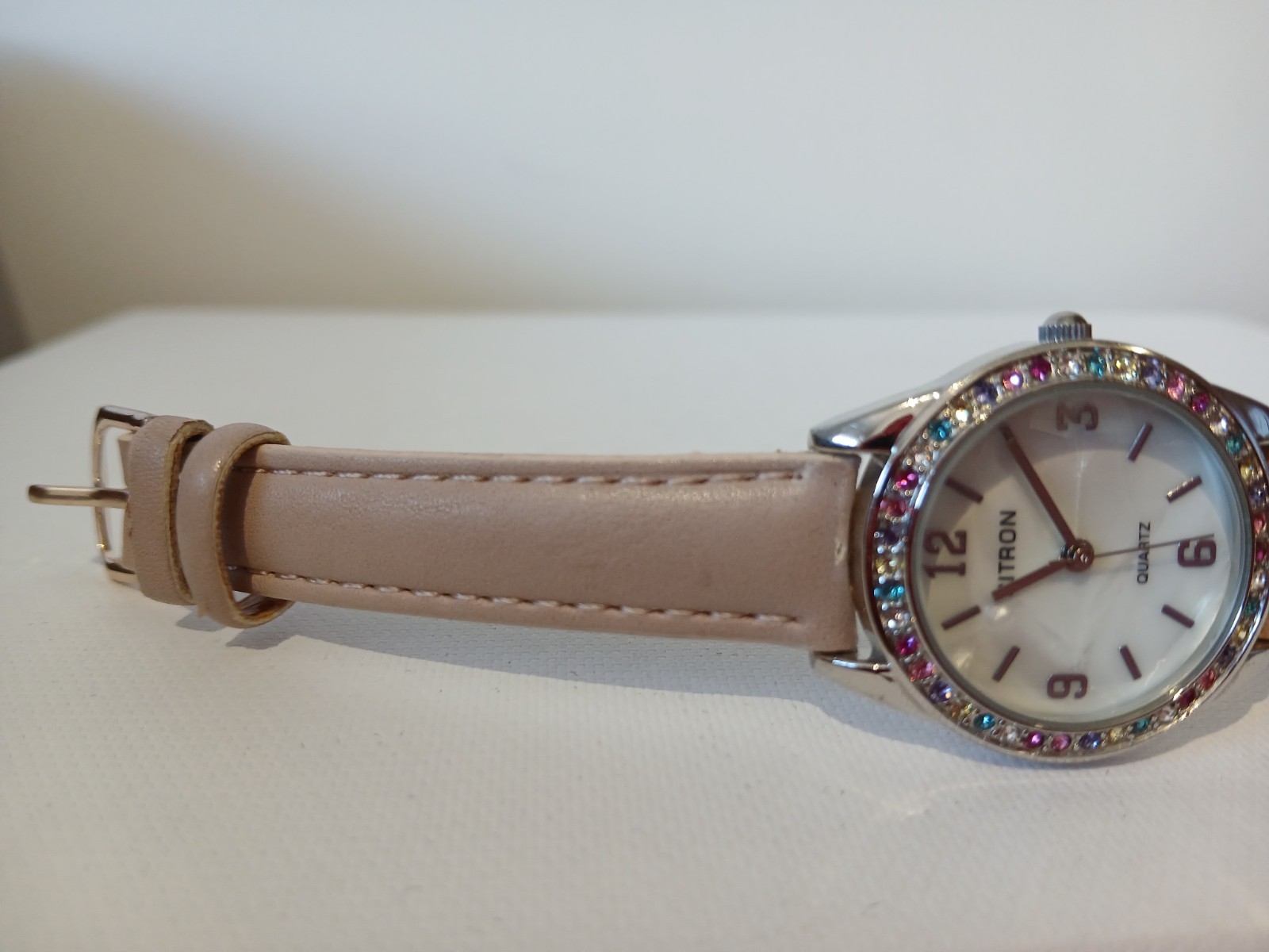 CITRON multicolour stones and pink strap ladies watch new battery