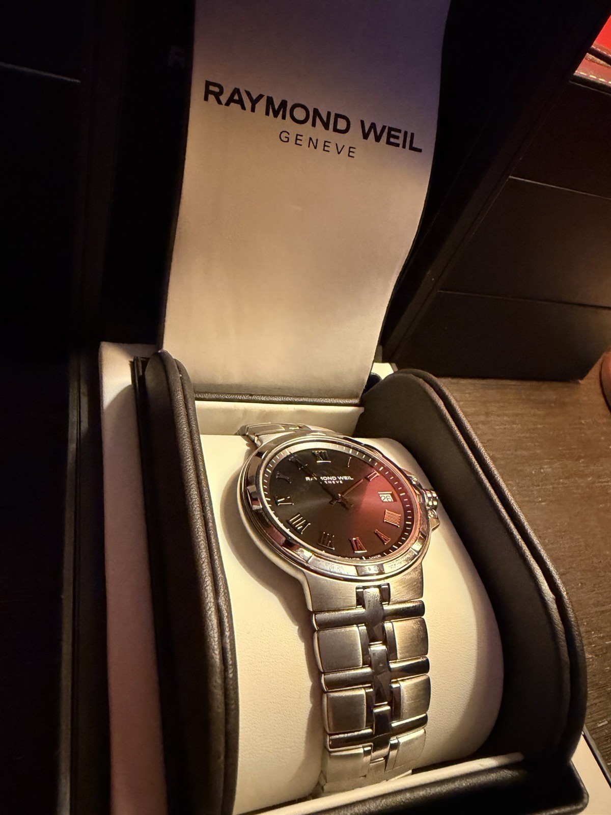 Raymond Weil Men’s Watch Sapphire Crystal Black Dial Steel 5580 Swiss Made Box
