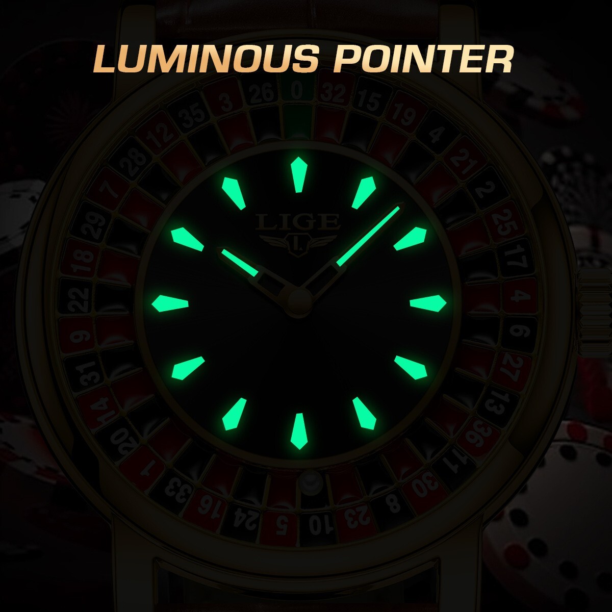 LIGE Men Watch Luminous Quartz Leather Strap Business Wristwatch Waterproof Gift