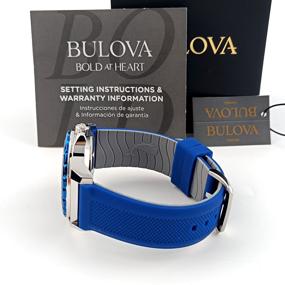 Bulova Marine Star 98A303 Blue Dial Rubber Strap Automatic Men’s Watch 44 mm
