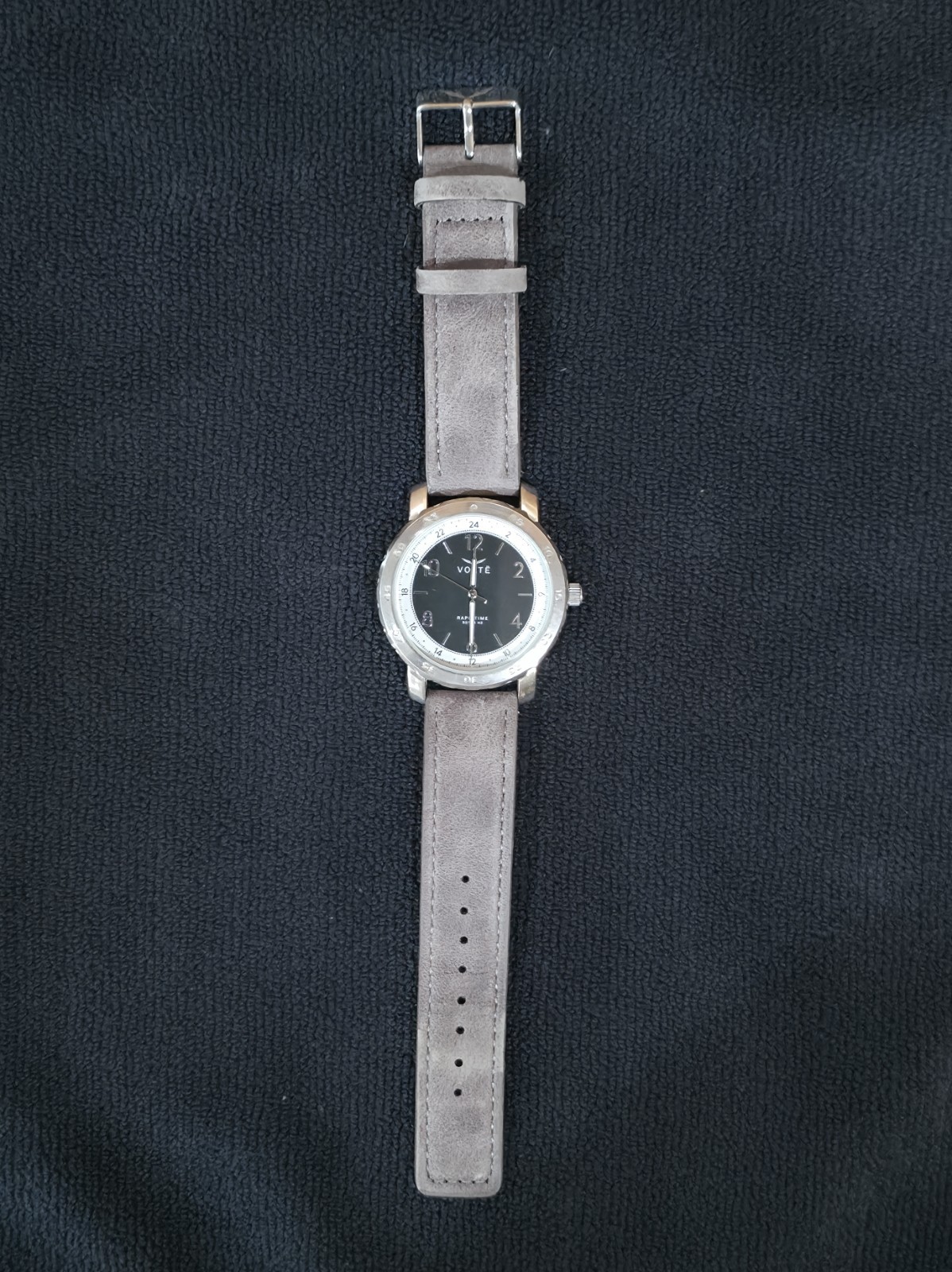 Voltë Rapidtime Watch Grey Leather Band Black White Face Urban 42mm