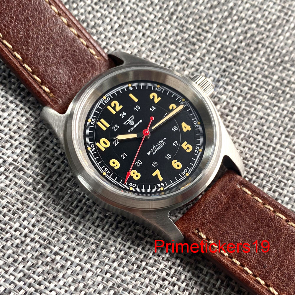 Tandorio 36mm Automatic Men Lady Pilot Watch Sapphire 20bar NH35A PT5000 Leather