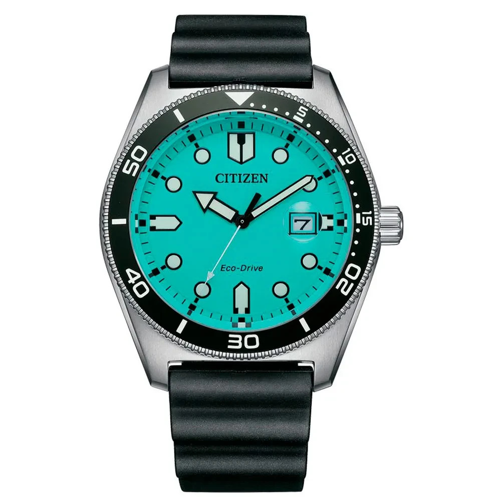 Citizen Men’s Eco-Drive Luminous Calendar Black Silicon Watch 43 MM AW1760-14X