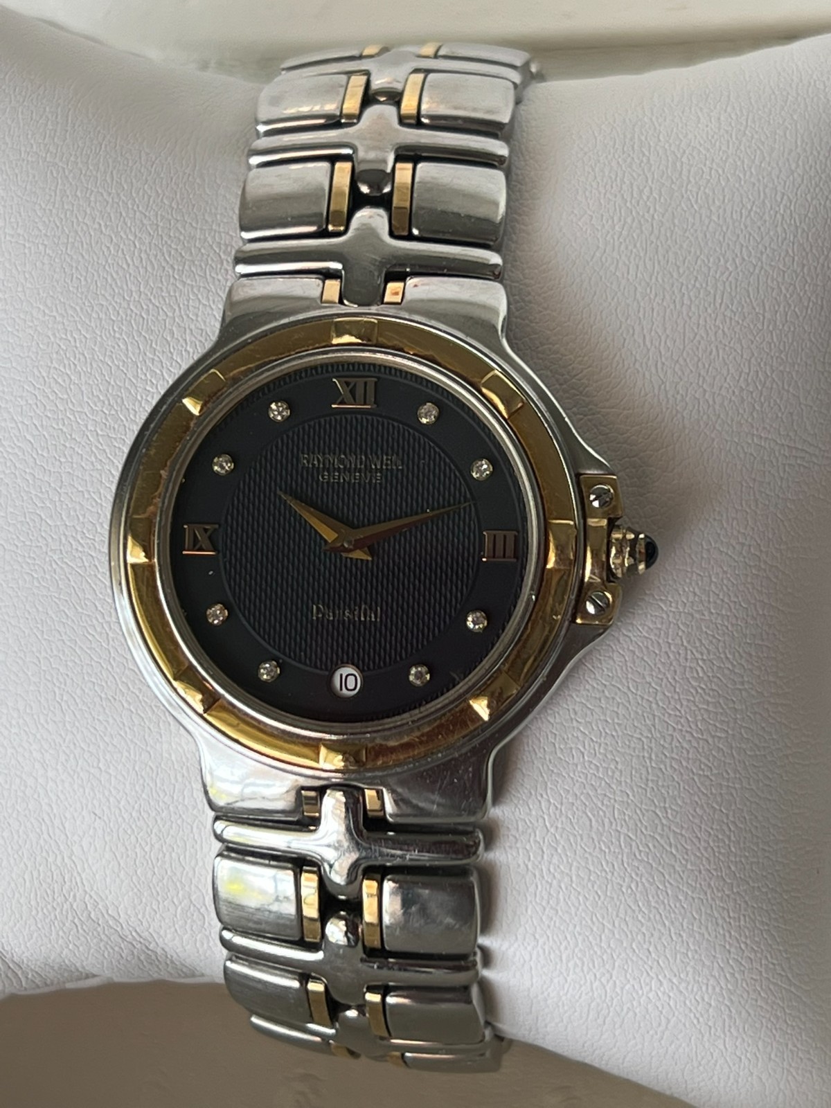Raymond Weil Parsifal 9190 Two‑Tone Black Dial Swiss Quartz Men’s Watch Box