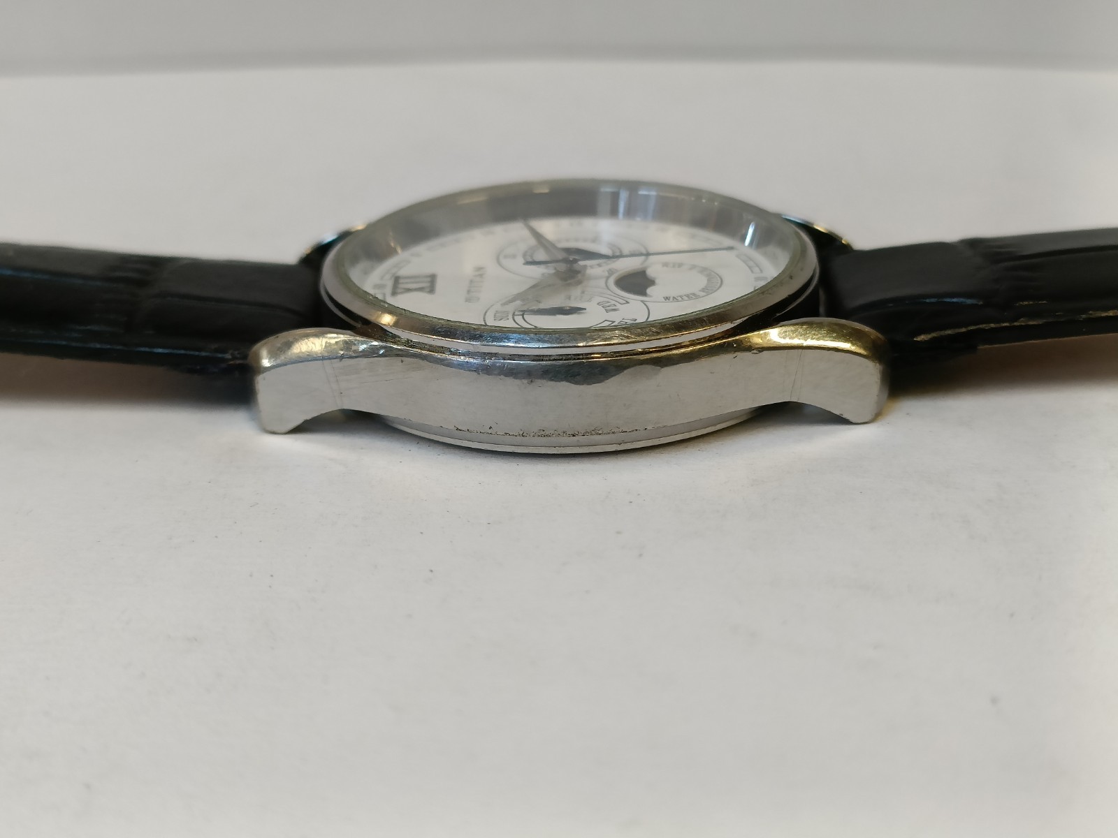 TITAN MULTIFUNCTION MOON-PHASE QUARTZ PATINA WHITE DIAL 1487SAB INDIA MEN’S