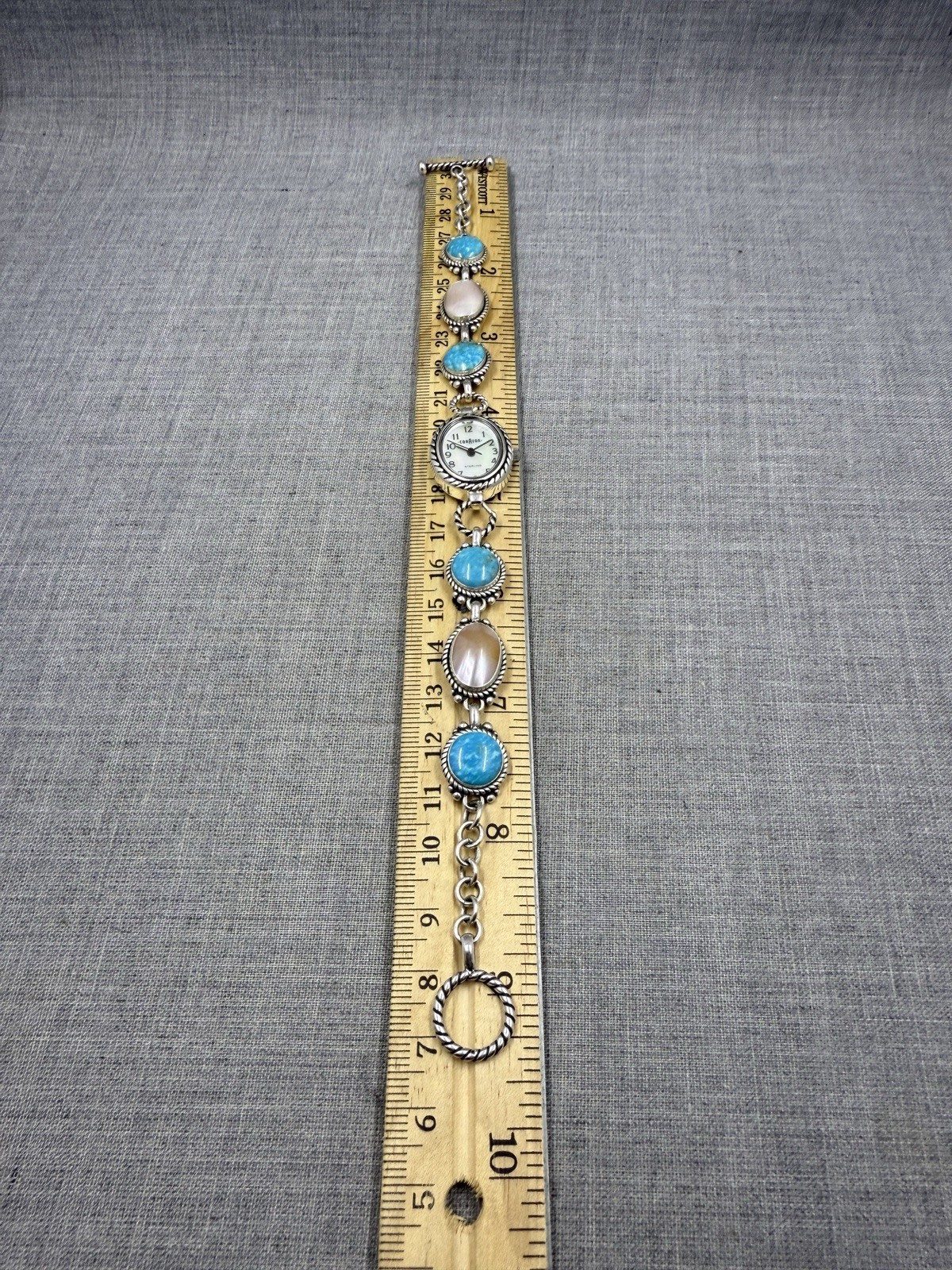 Carolyn Pollack Turquoise & MOP Toggle Clasp Bracelet Sterling .925 Watch