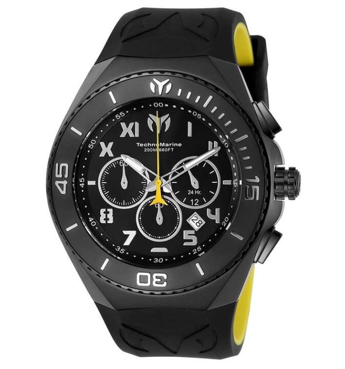 Technomarine Ocean Manta Men’s 48mm Black Silicone Chronograph Watch TM-215069