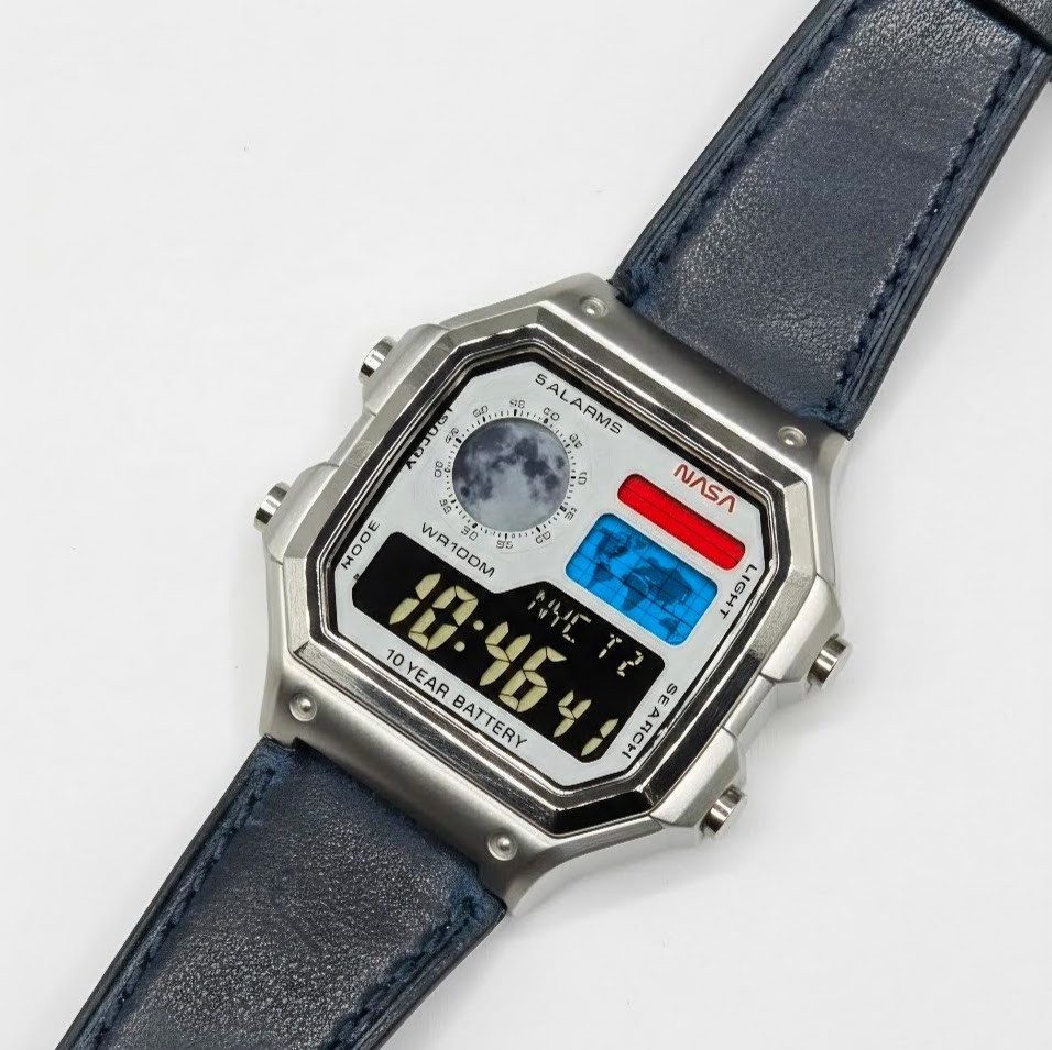 NASA Based on CASIO AE-1200WHD. Royale Watch Mod. Negative Display – Steel Case