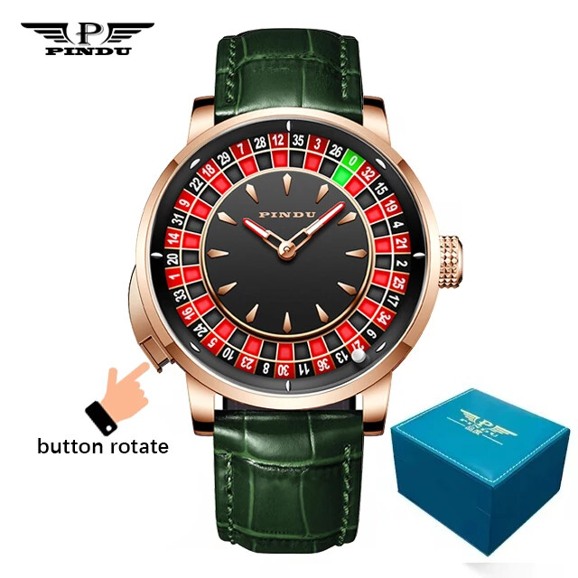 PINDU Men’s Watch European Button Roulette NH35A Automatic Casino Watch P6628