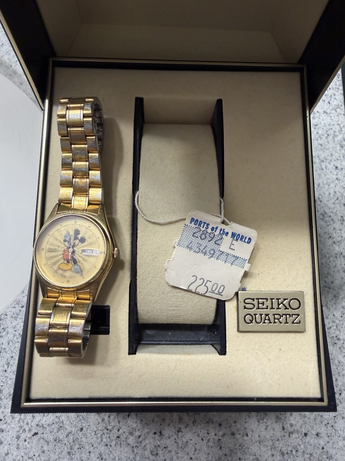 Vintage Seiko Mickey Mouse Watch with original box and price tag from the 80’s