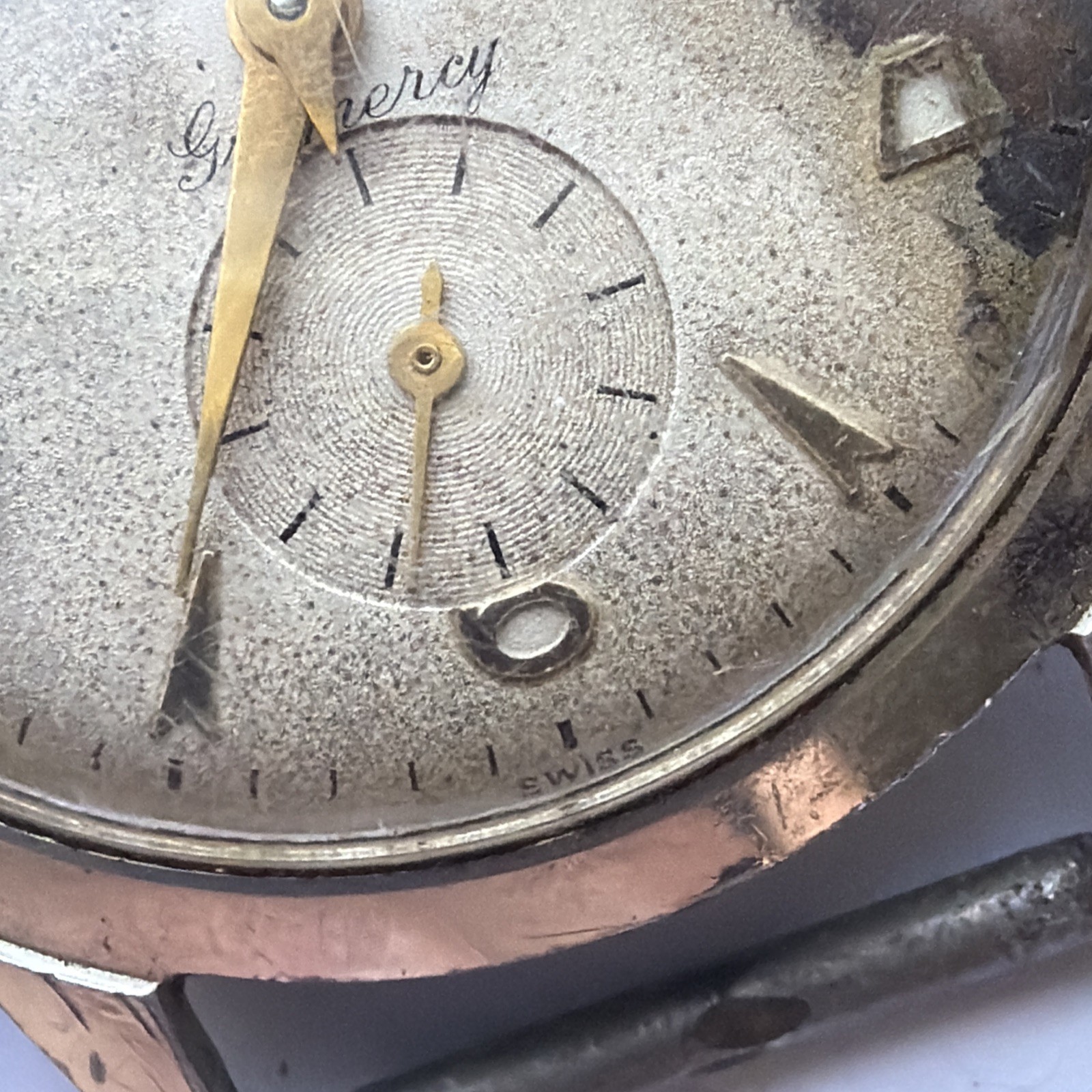 AV23 VTG Mechanical Wind Helbros 33mm Mens Watch Repairs Aluminum Case As Is**