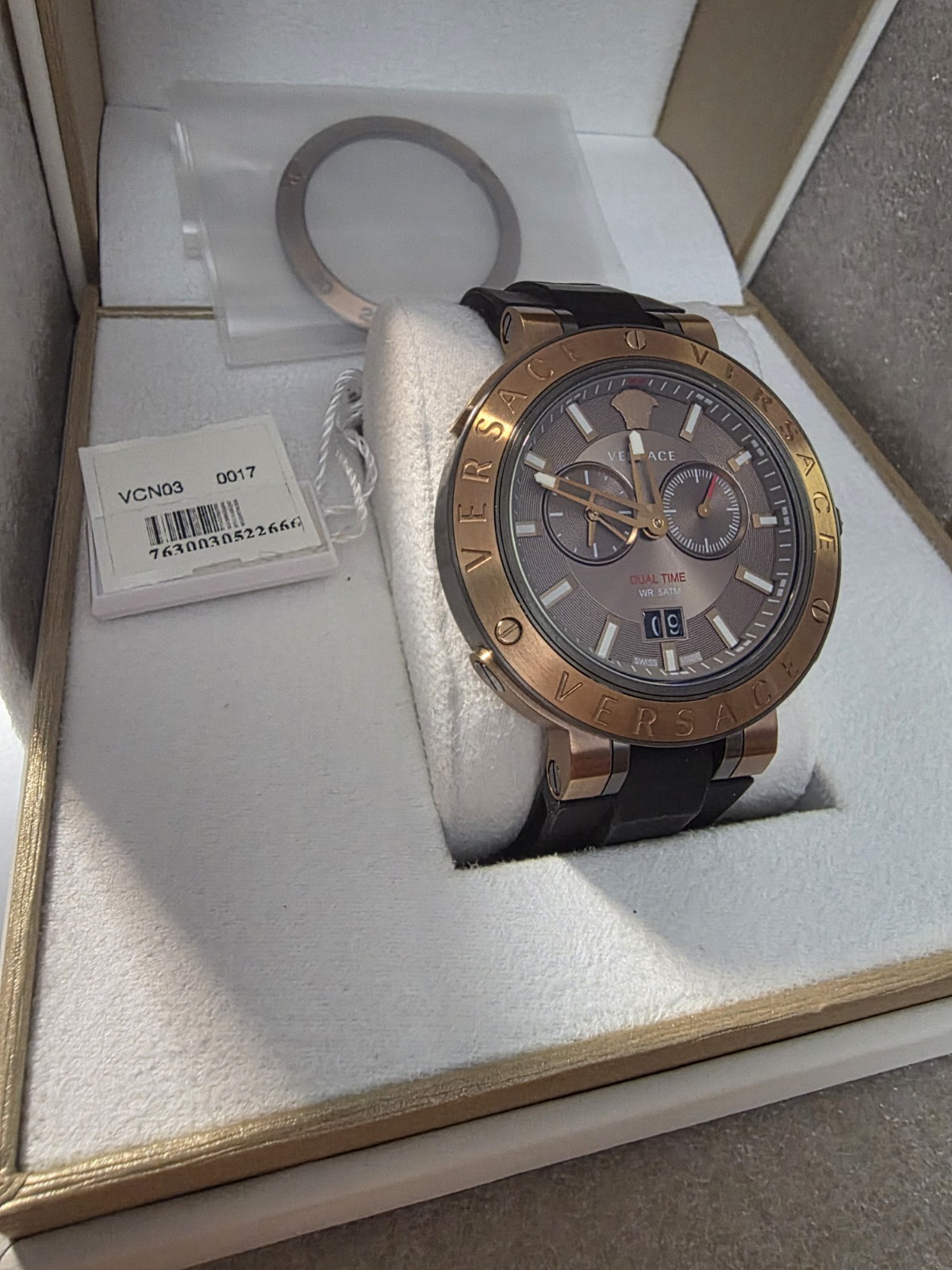 Versace V-Extreme Brown Chronograph Dial Rubber Strap Men’s Watch VCN030017