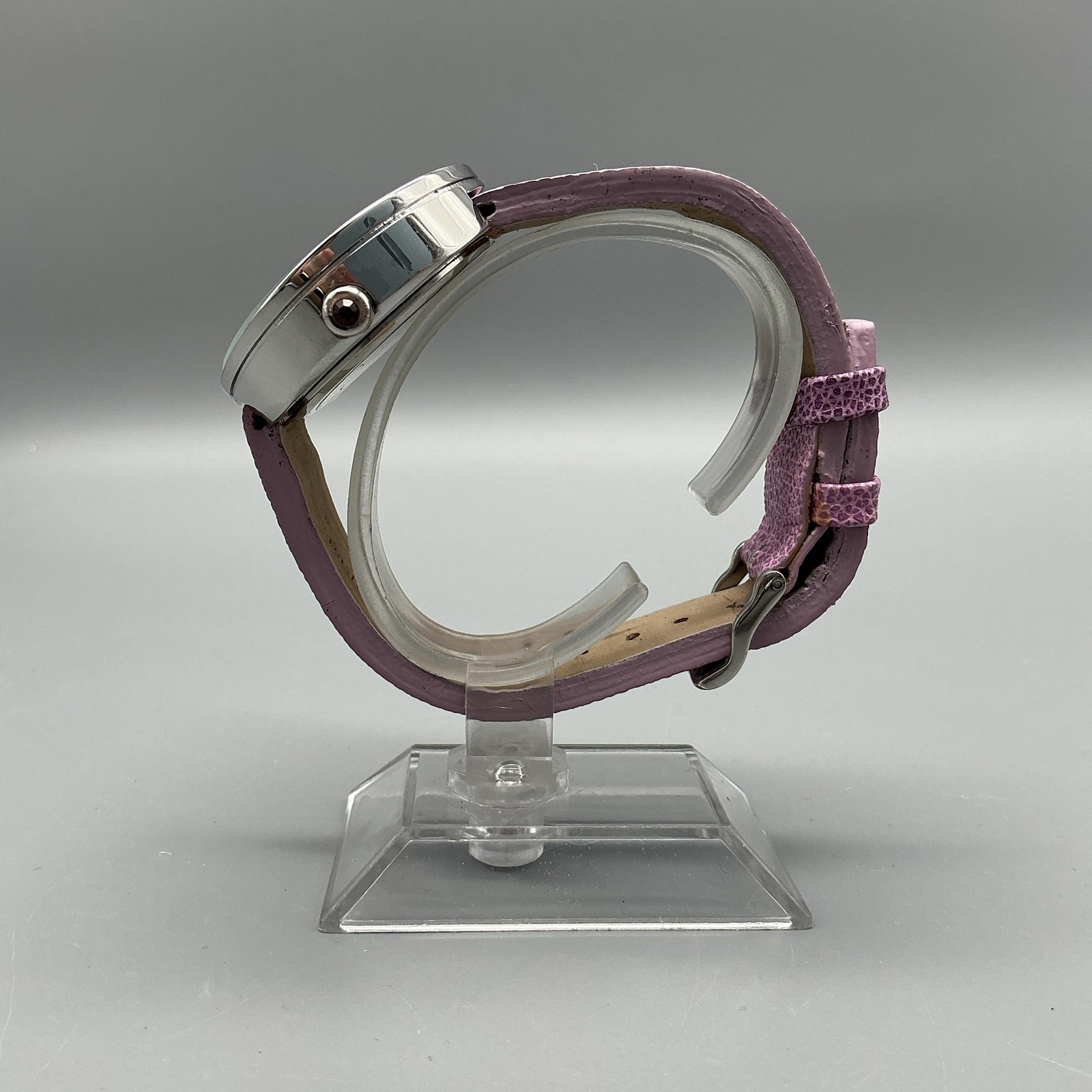 Pastorelli Womens Watch 38mm Purple Dial Pink Leather Strap 30M New Battery
