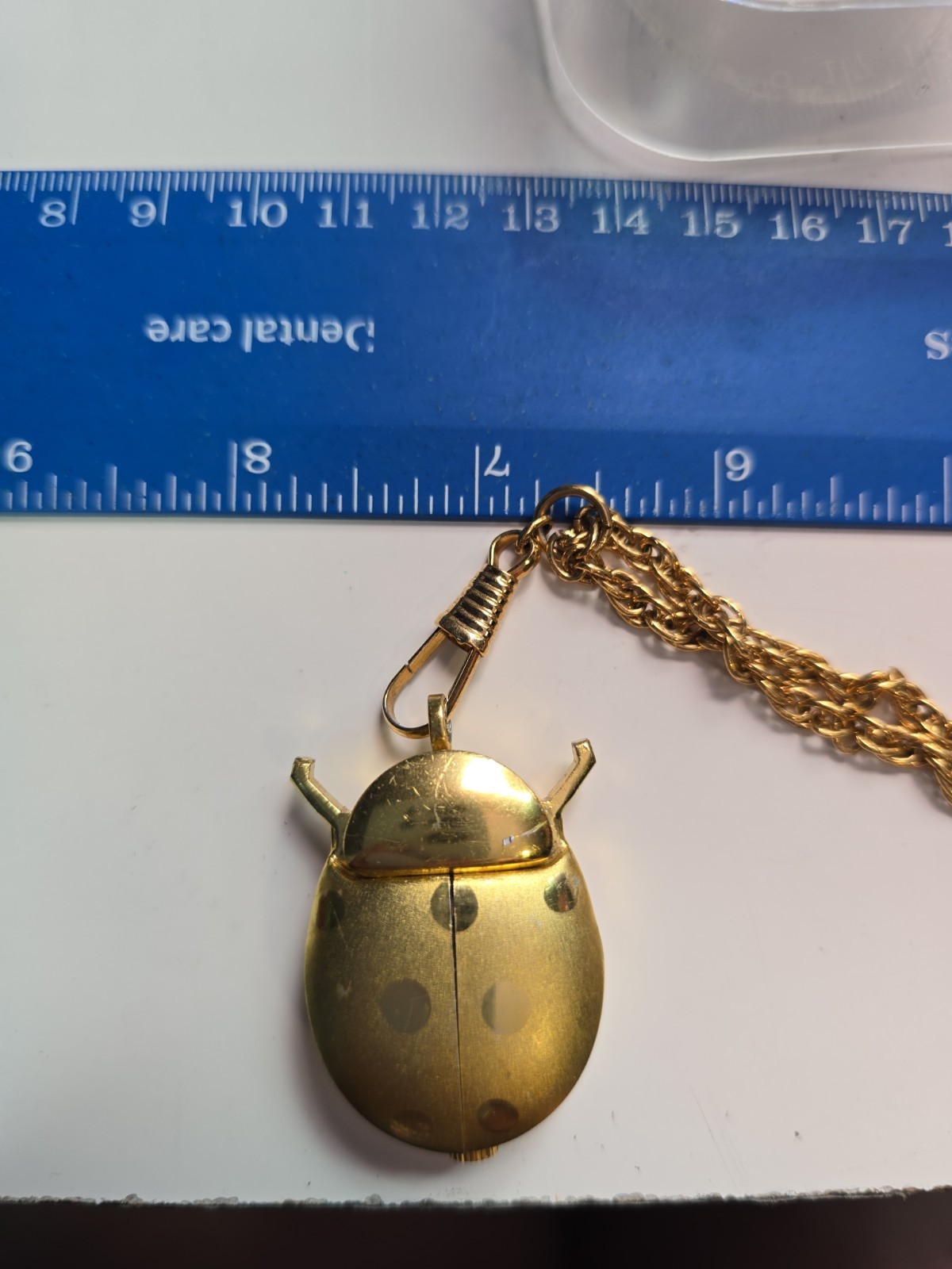 Vintage Mechanical Cicada Pendant Watch Gold Aluminum Case Made in Hong Kong