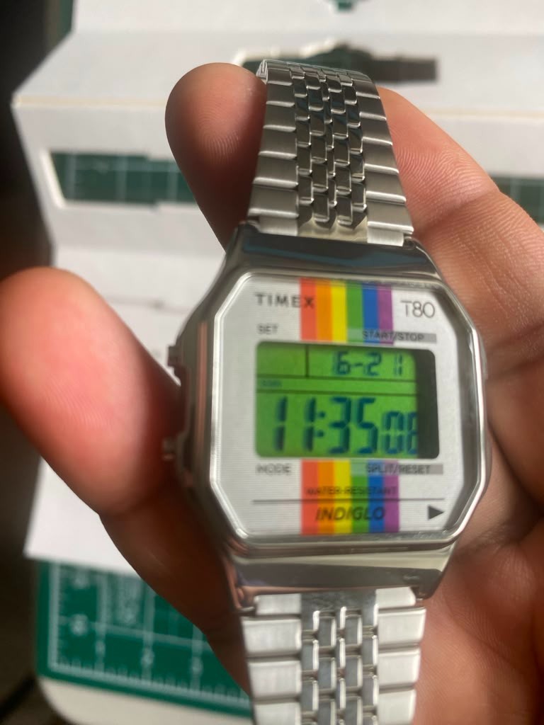 Timex T80 Digital Watch Rainbow Pride Indigo 30meters TW2U70700 (Read Desc)