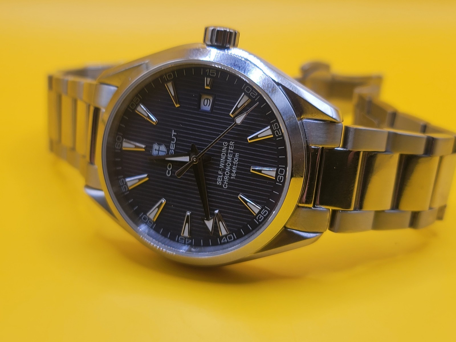 BNIB CORGEUT 6010 JAPAN AUTOMATIC ALL STEEL SPORTS/DRESS WATCH TEAK SAPPHIRE 50m