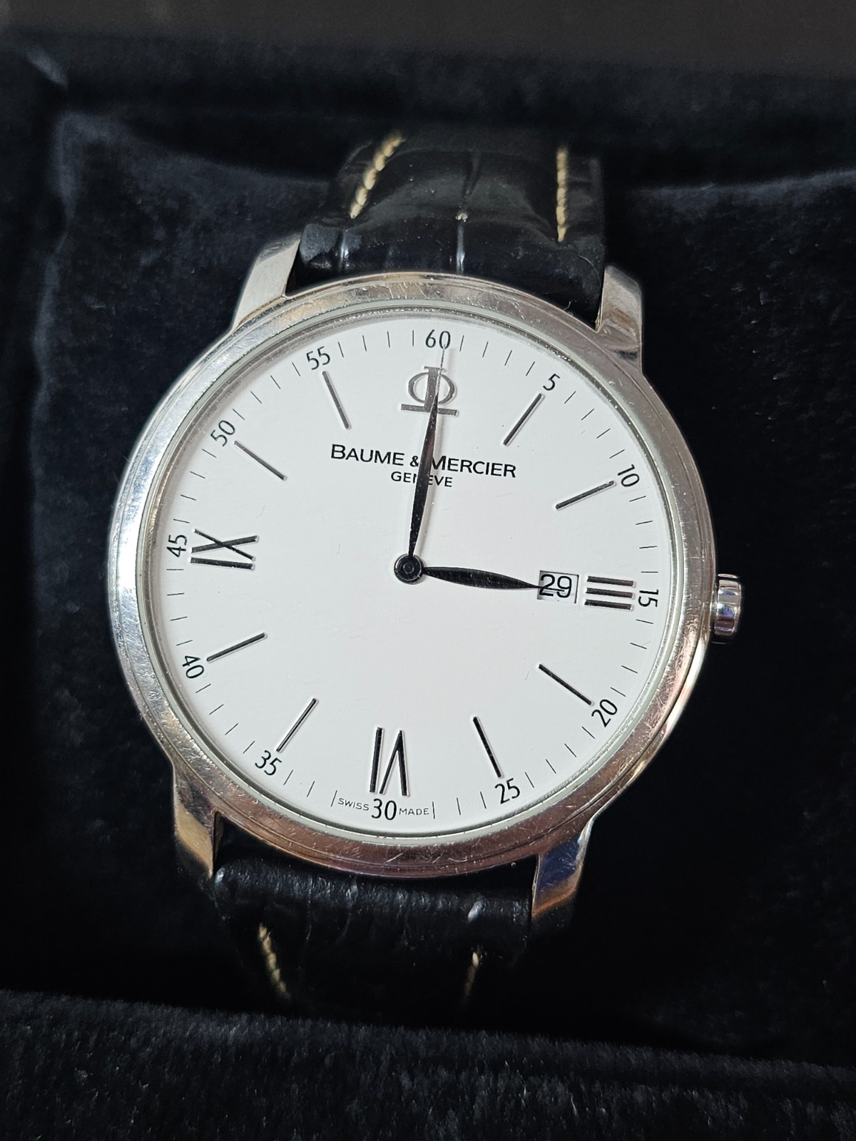 Men’s Baume Mercier Classima Watch White Dial Stainless 65493 42mm Quartz