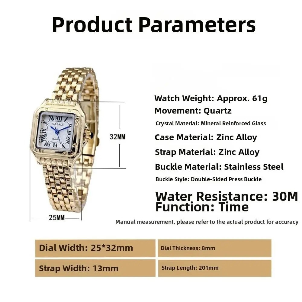 Classic Retro Square Waterproof Women’s Diamond-embedded Watch