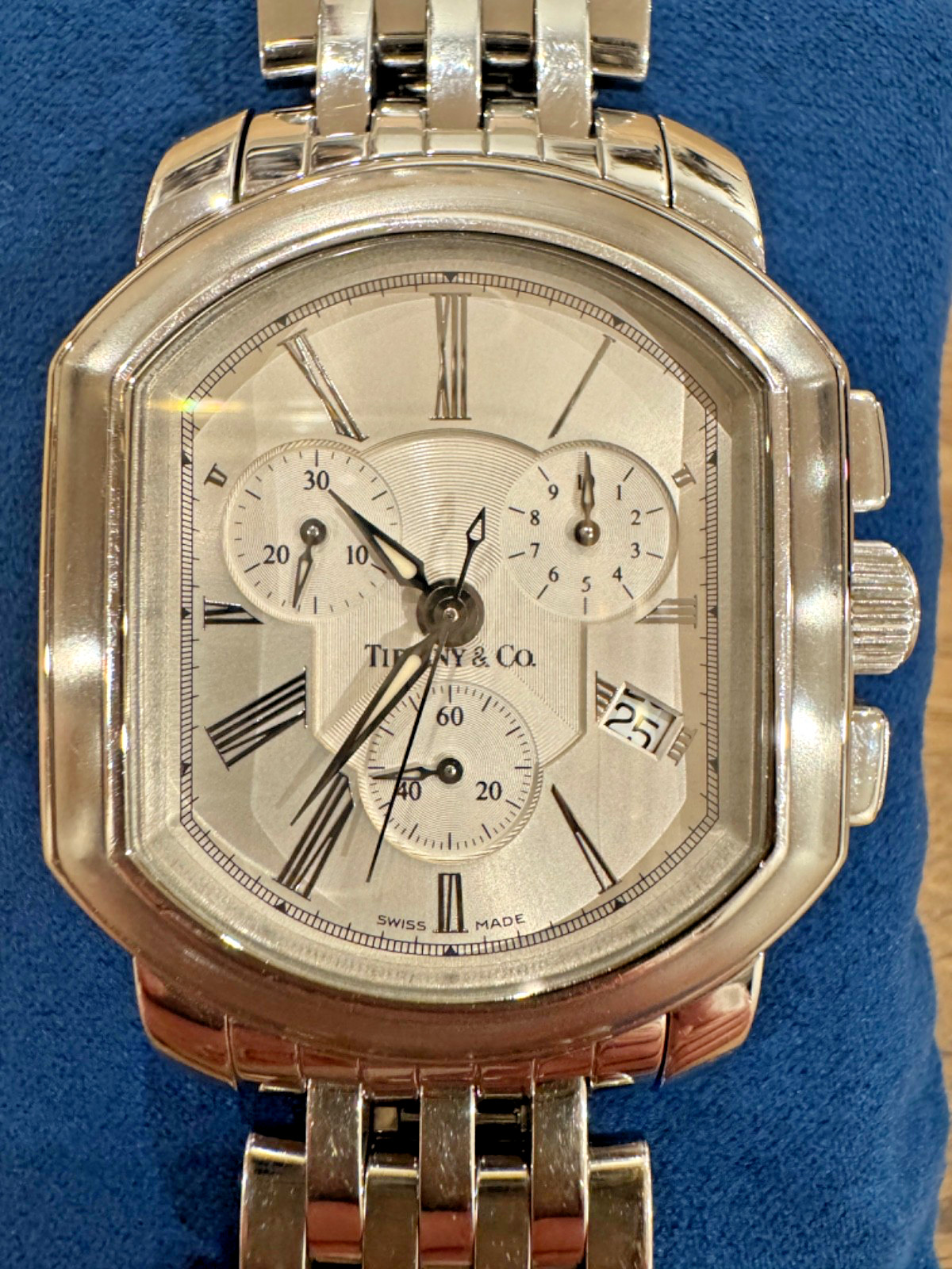 AUTHENTICATED Tiffany & Co Mark Coupe Chronograph Watch, Stainless Steel Quartz