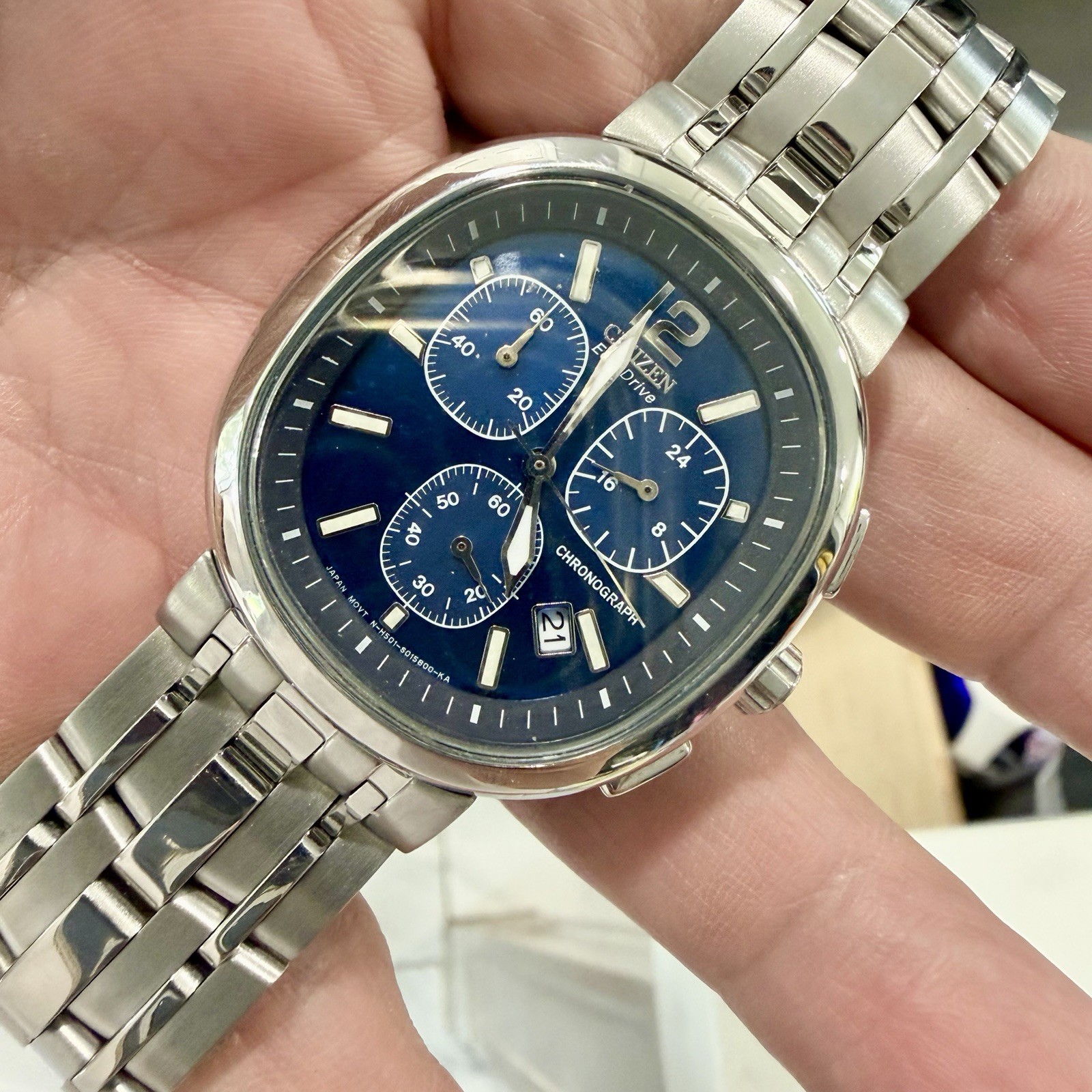 Vintage Citizen San Remo Blue Dial Eco-Drive S/S Men’s 34mm Watch AT0020-58L