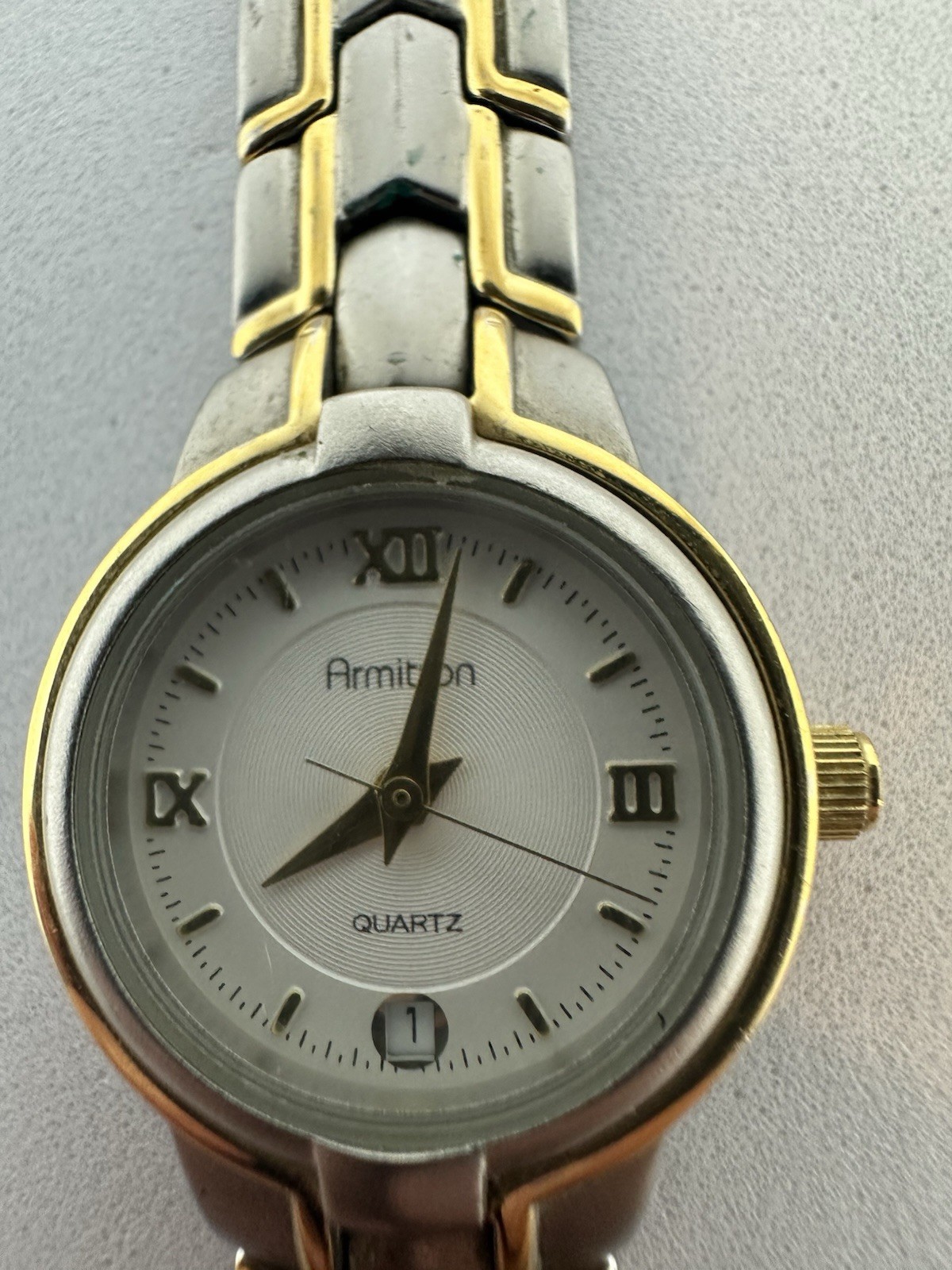 Armitron Quartz Two-Tone Silver Gold Color Women’s Stainless Steel Roman Dial