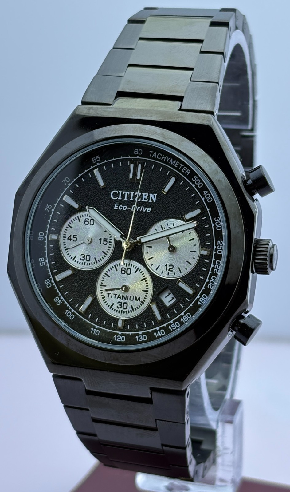 Refurbished Citizen Eco-Drive Chrono Quartz Black Dial Sub-Sec/Date Wristwatch