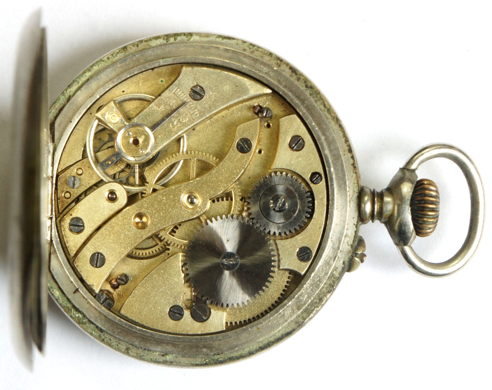 Antique Open Face Pocket Watch Argentan Case Cylinder Movement Serviced Working
