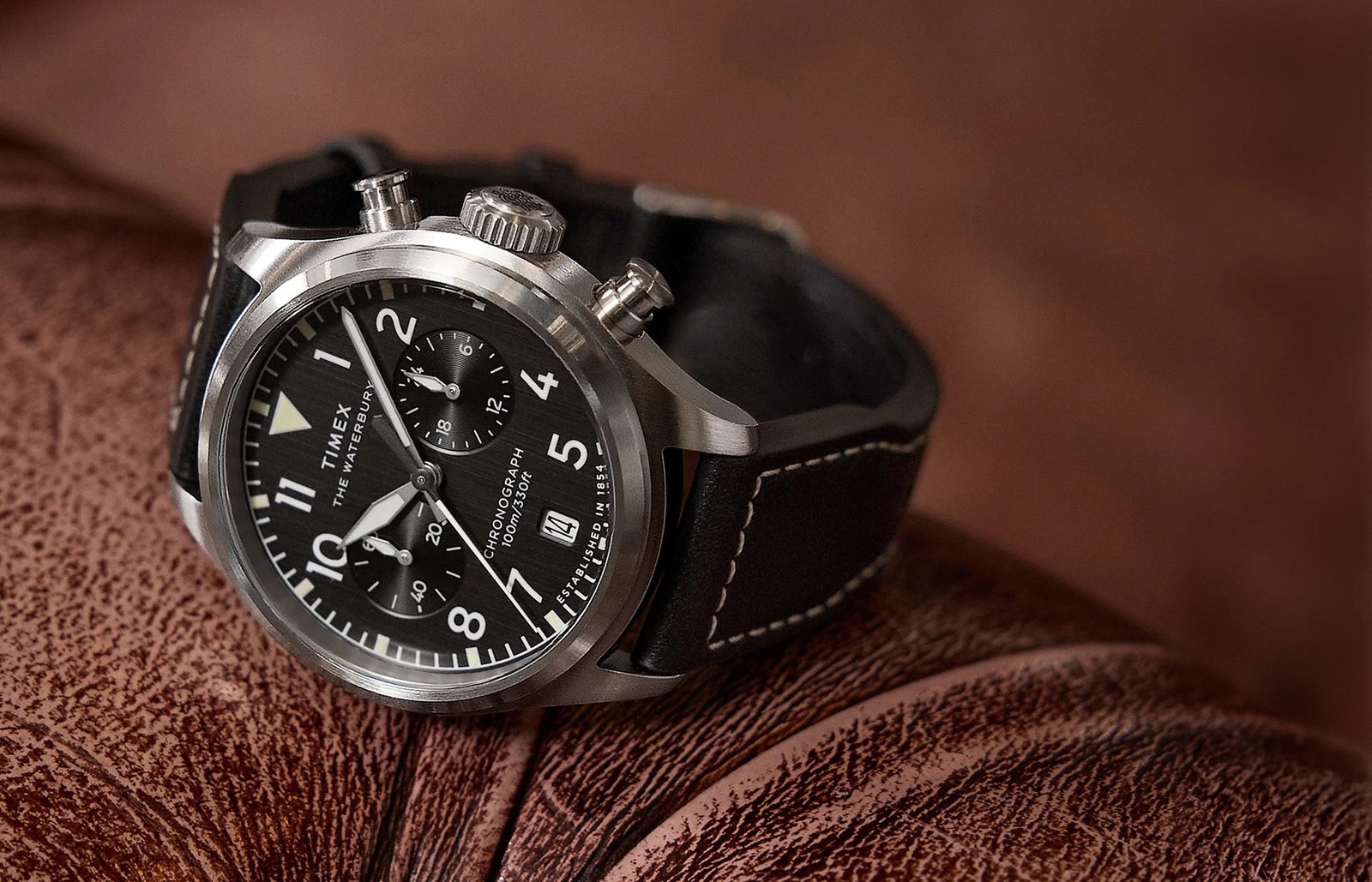 Timex Black Mens Chronograph Watch Waterbury Ace TW2Y19000