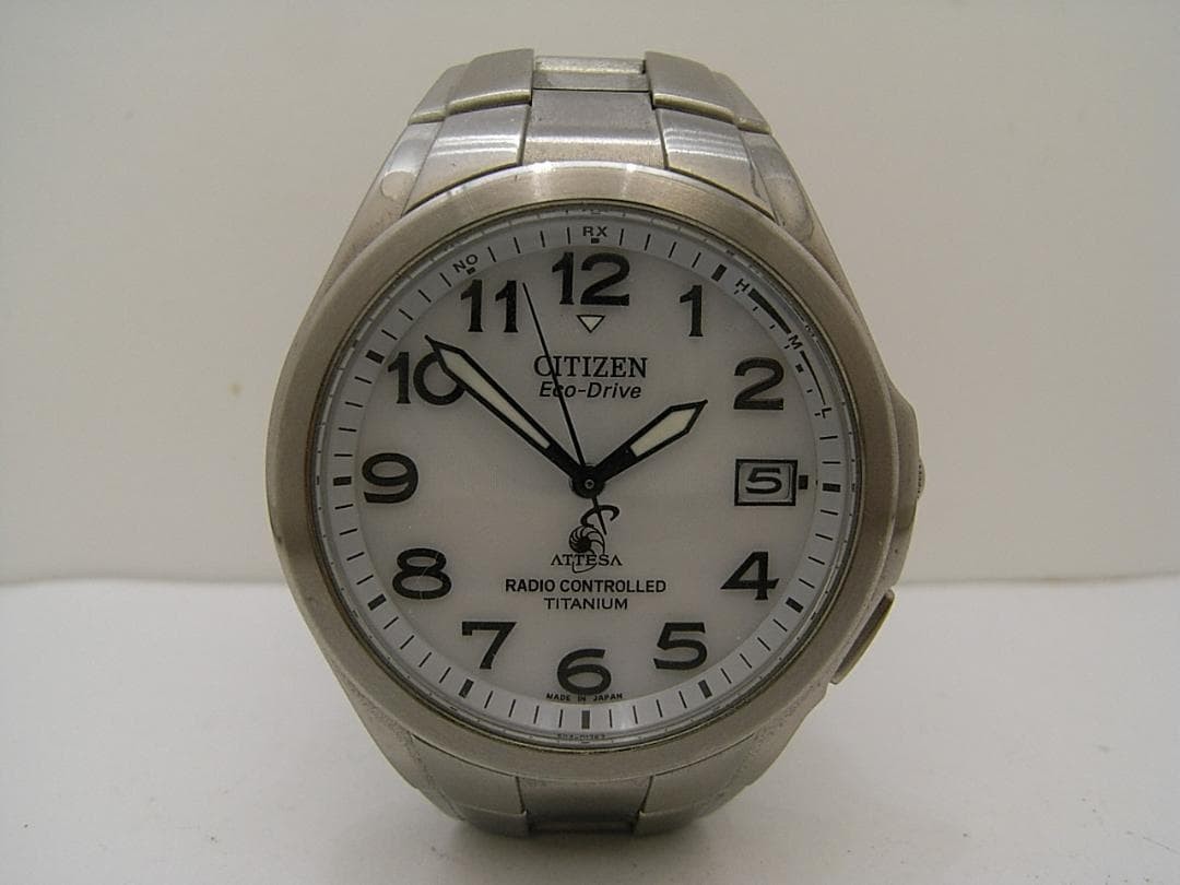 Radio wave reception OK. Citizen Attesa H410-T003788 Solar-powered radio-c【USED】