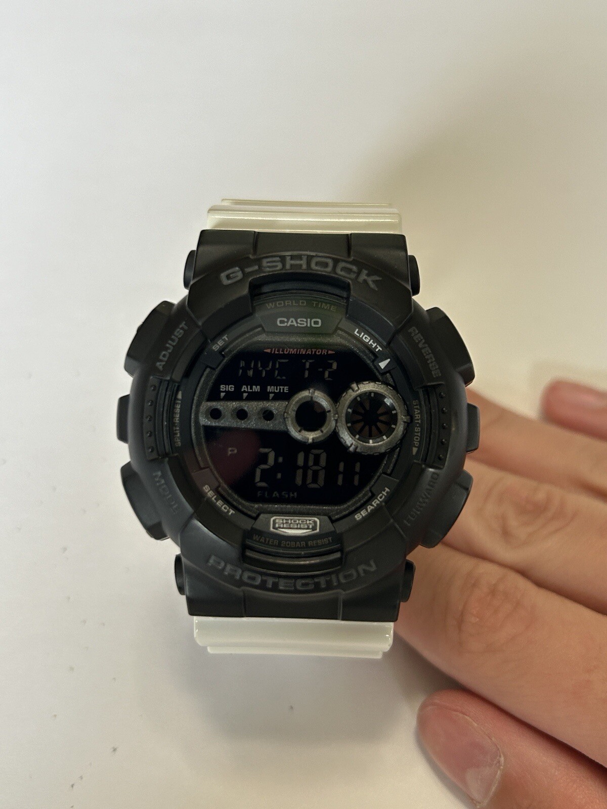 Casio G-Shock GD-100-1B Digital Watch – Black & White Custom