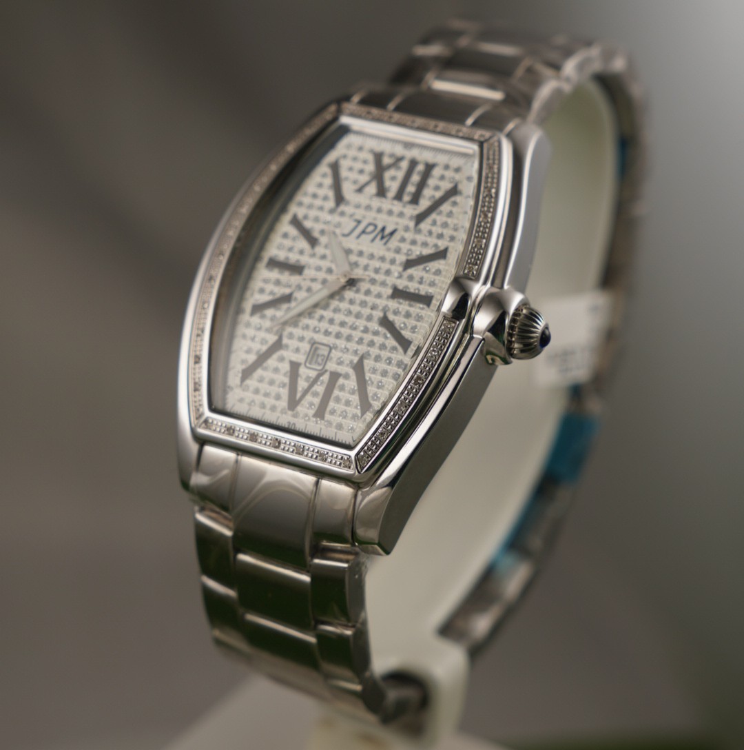 JPM Tonneau Men’s Diamond Set Stainless Steel Archive Watch