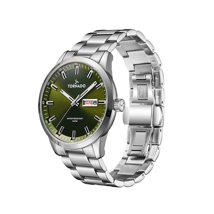 Tornado Spectra Men’s Analog Watch | Green Dial, 43x48mm, 100 m (10 ATM)