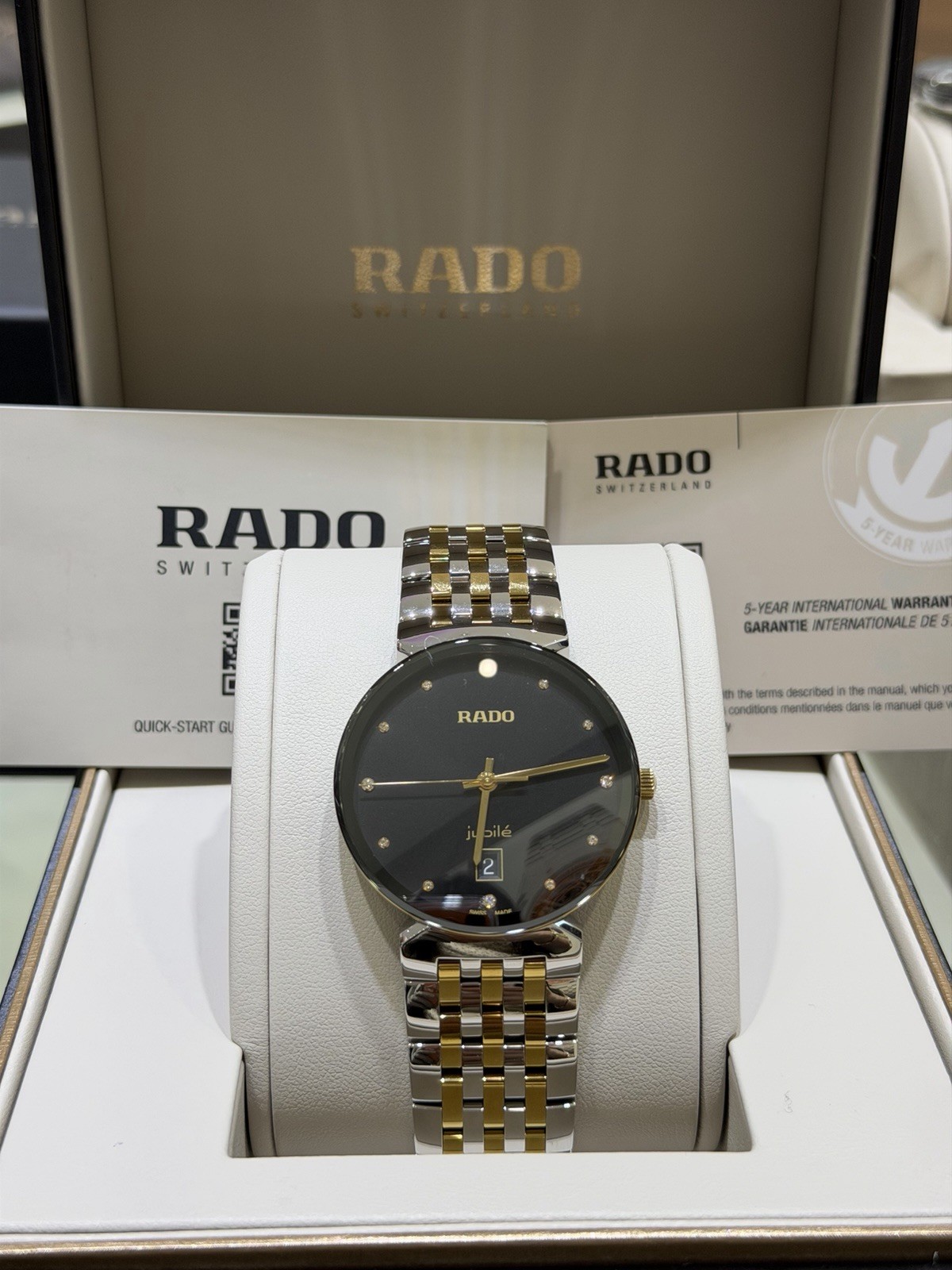 Rado Florence Quartz 38mm Black Diamond Dial Two-Toned Men’s Watch R48912743