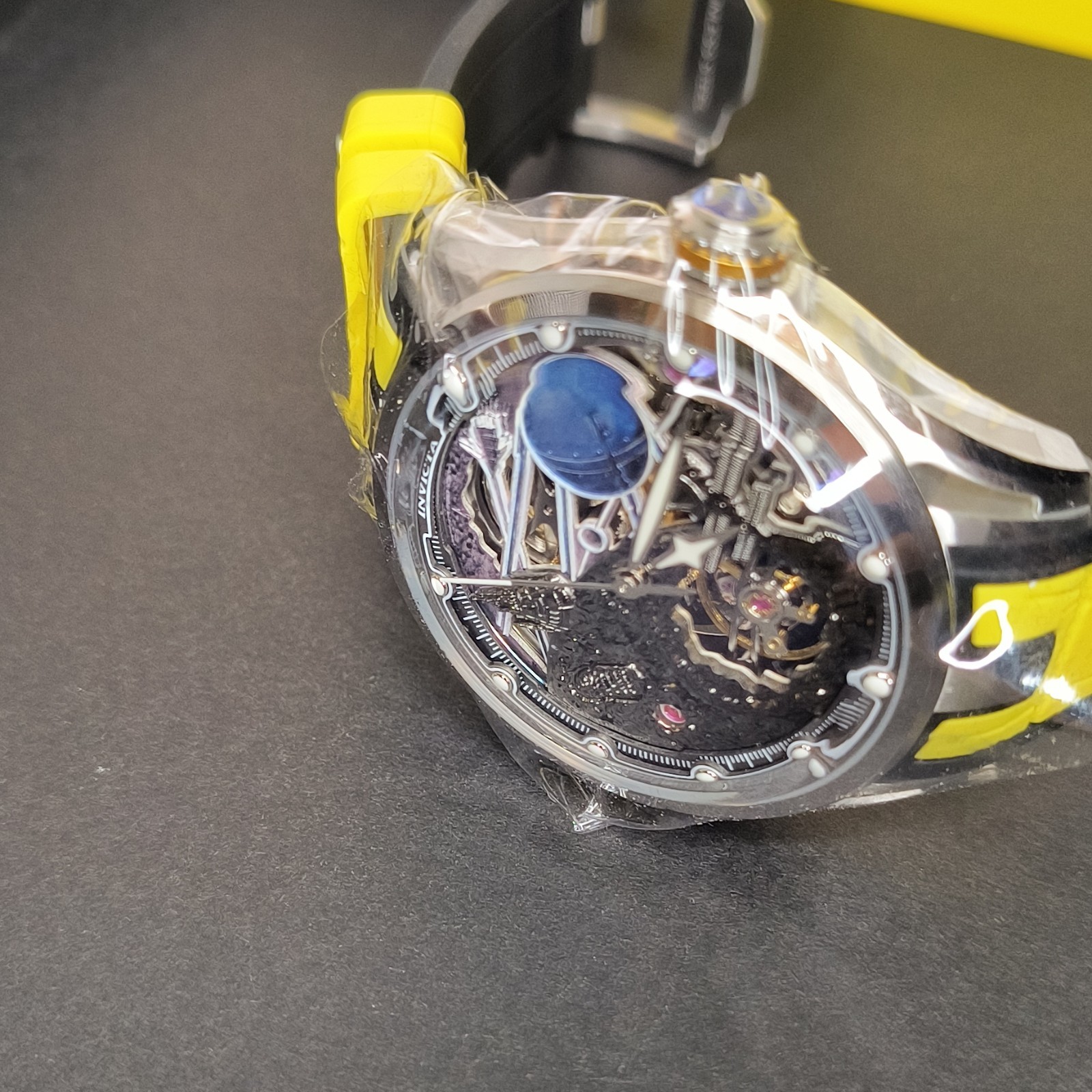 Invicta Racing Limited Edition Skeleton Automatic Black/Silver/Blue Dial Box