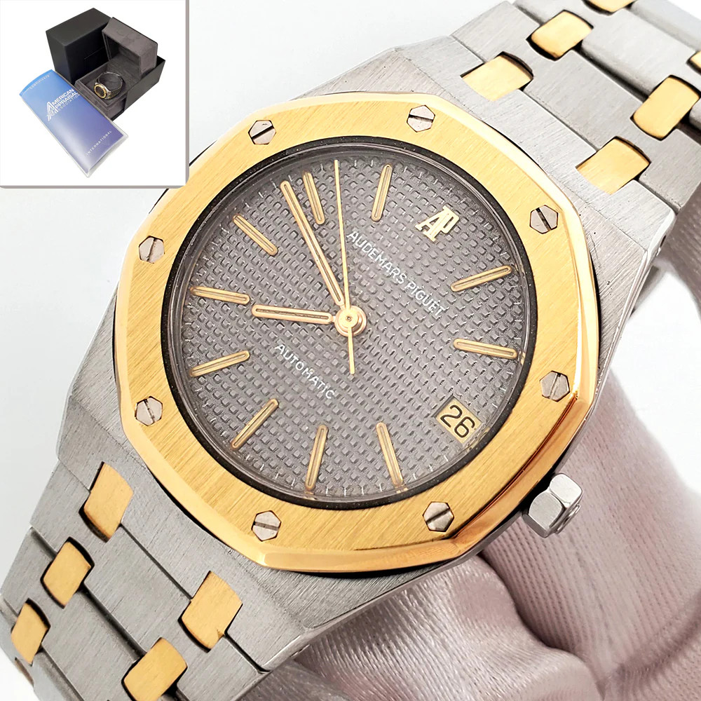 Audemars Piguet Royal Oak Grey Tapisserie Yellow Gold/Steel 35mm Watch SA14486