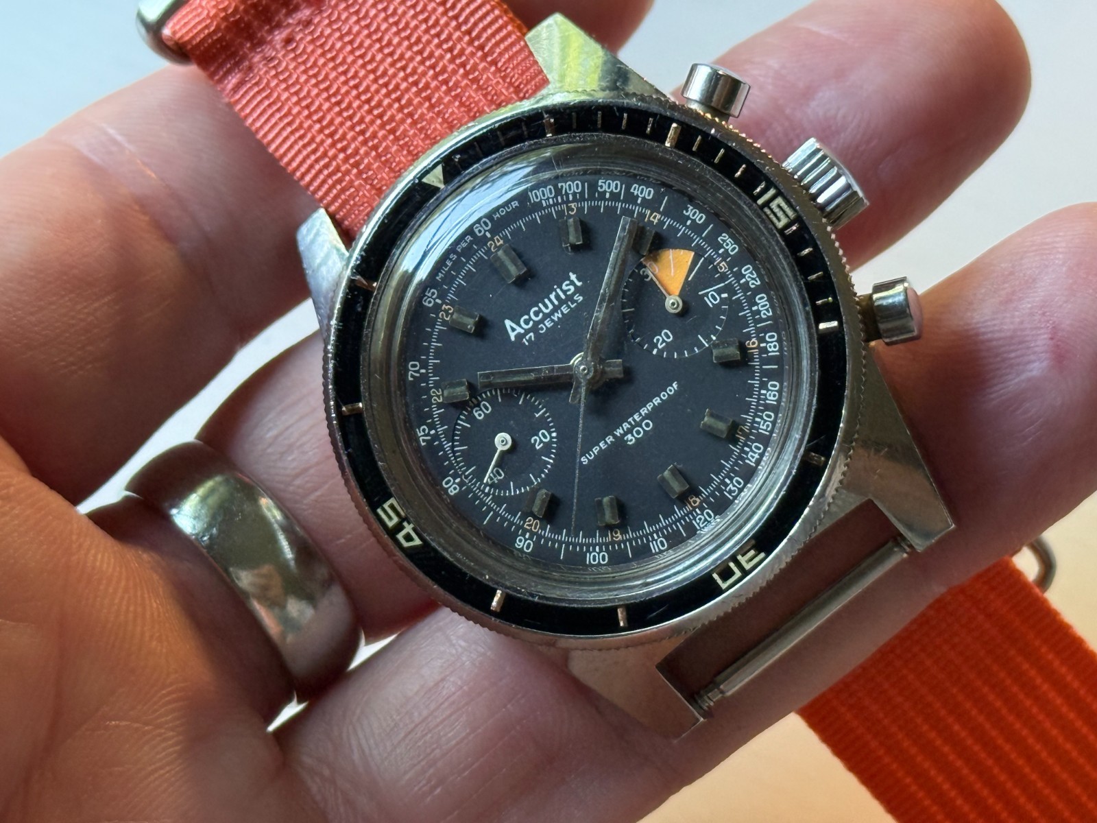 Vintage Accurist Chronograph Landeron 248 Watch w/ Nylon Strap