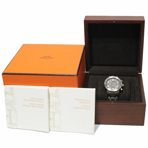 Hermes Clipper Chronograph Mechanic Divers CP2.941 Black SS Men’s WatchUsed