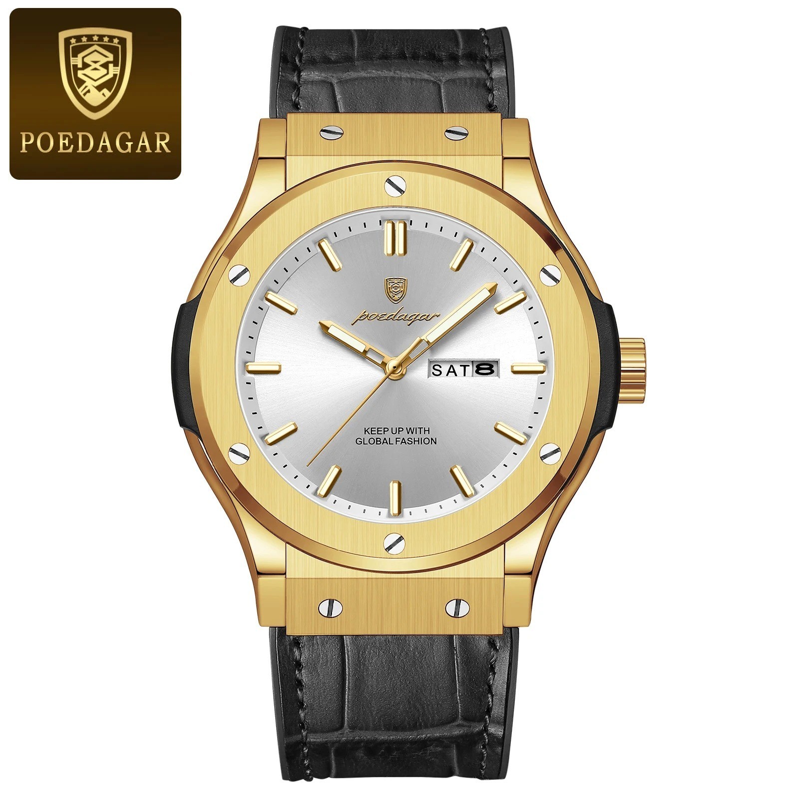POEDAGAR Luxury Business Watch For Men Waterproof Luminous Date Week Man Wristwa